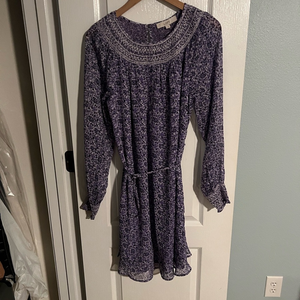 LOFT Purple Long Sleeve Dress